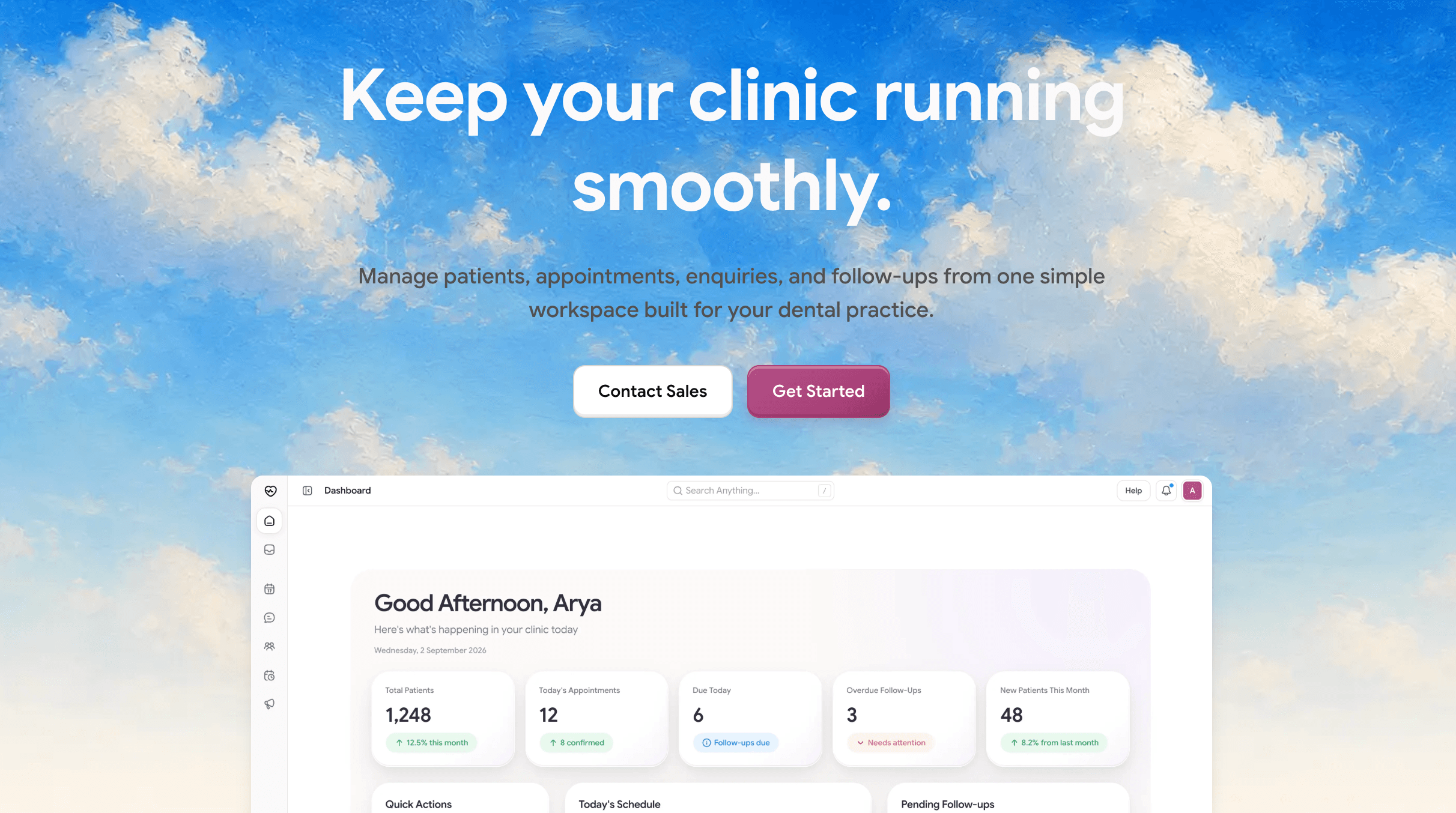 Aceso clinic management dashboard